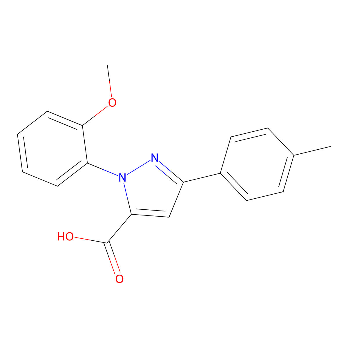 1-(2-Methoxyphenyl)-3-P-tolyl-1H-pyrazole-5-carboxylic acid molecular structure, CAS 618102-29-7