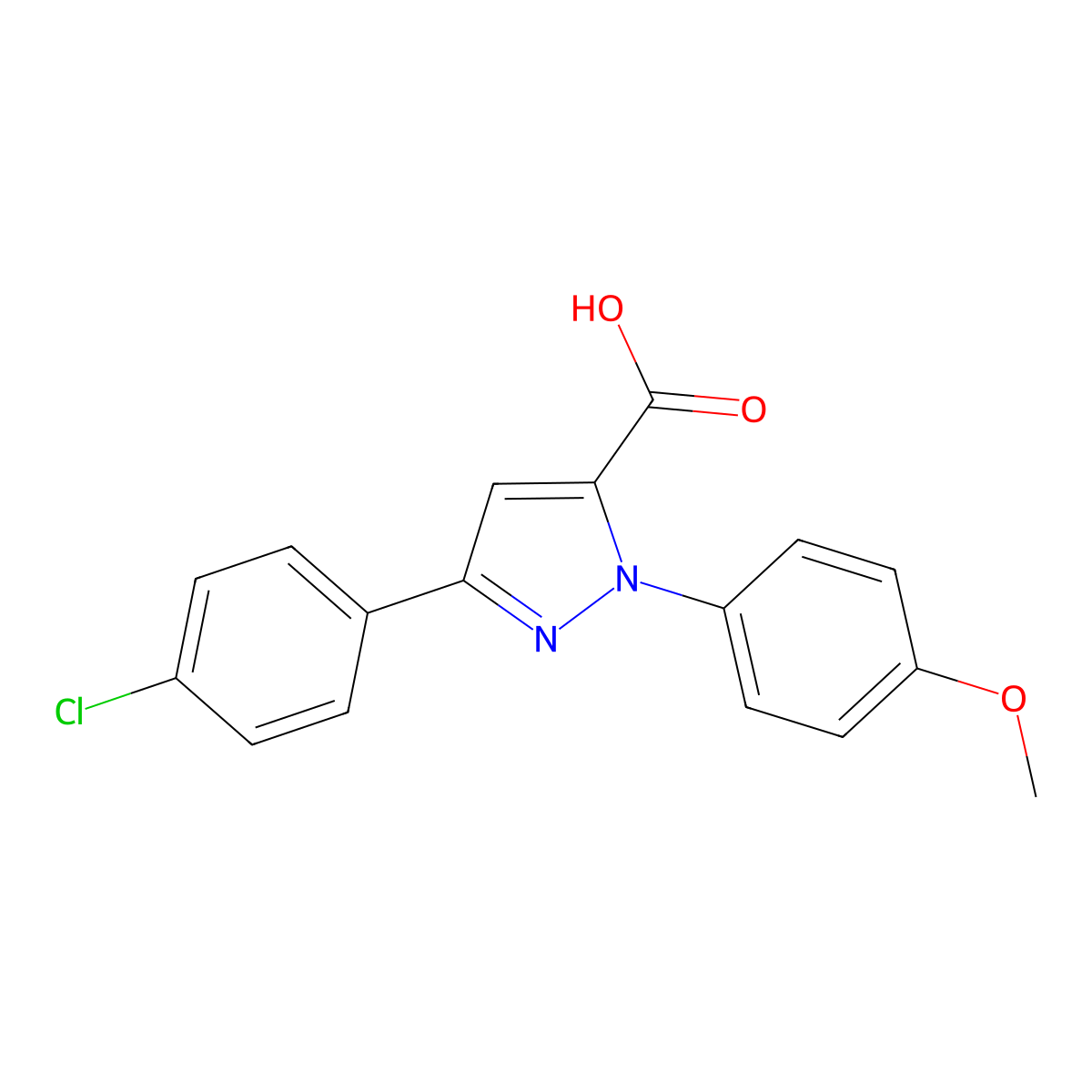 3-(4-Chlorophenyl)-1-(4-methoxyphenyl)-1H-pyrazole-5-carboxylic acid molecular structure, CAS 618102-41-3