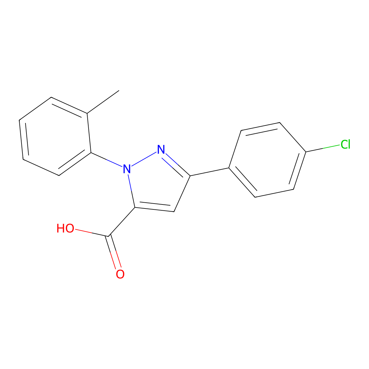 3-(4-Chlorophenyl)-1-(2-methylphenyl)-1H-pyrazole-5-carboxylic acid molecular structure, CAS 618102-51-5