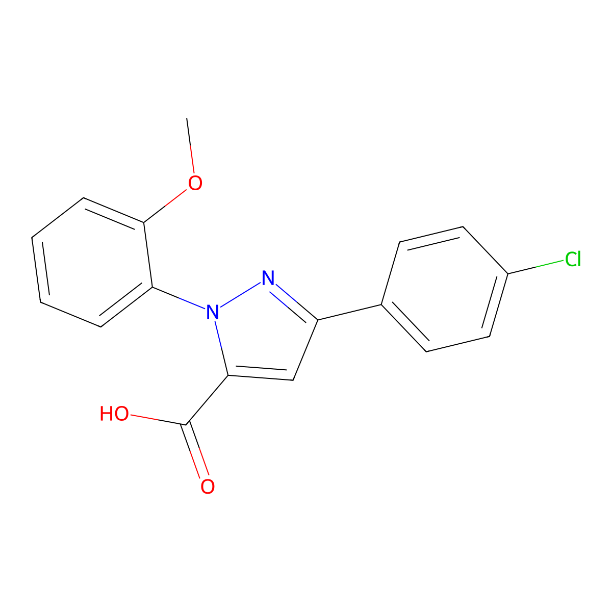 3-(4-Chlorophenyl)-1-(2-methoxyphenyl)-1H-pyrazole-5-carboxylic acid molecular structure, CAS 618102-57-1
