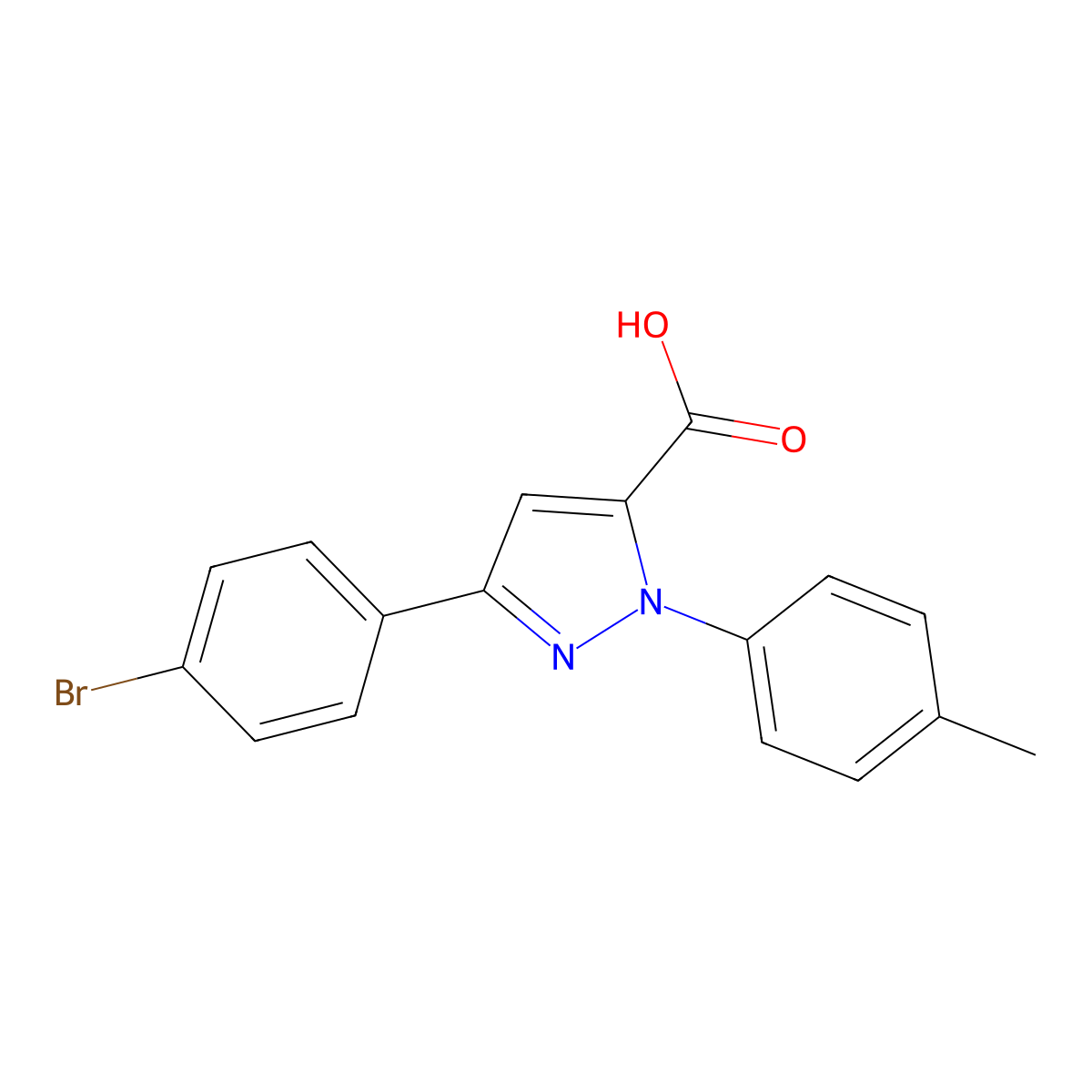 3-(4-Bromophenyl)-1-(4-methylphenyl)-1H-pyrazole-5-carboxylic acid molecular structure, CAS 618102-62-8