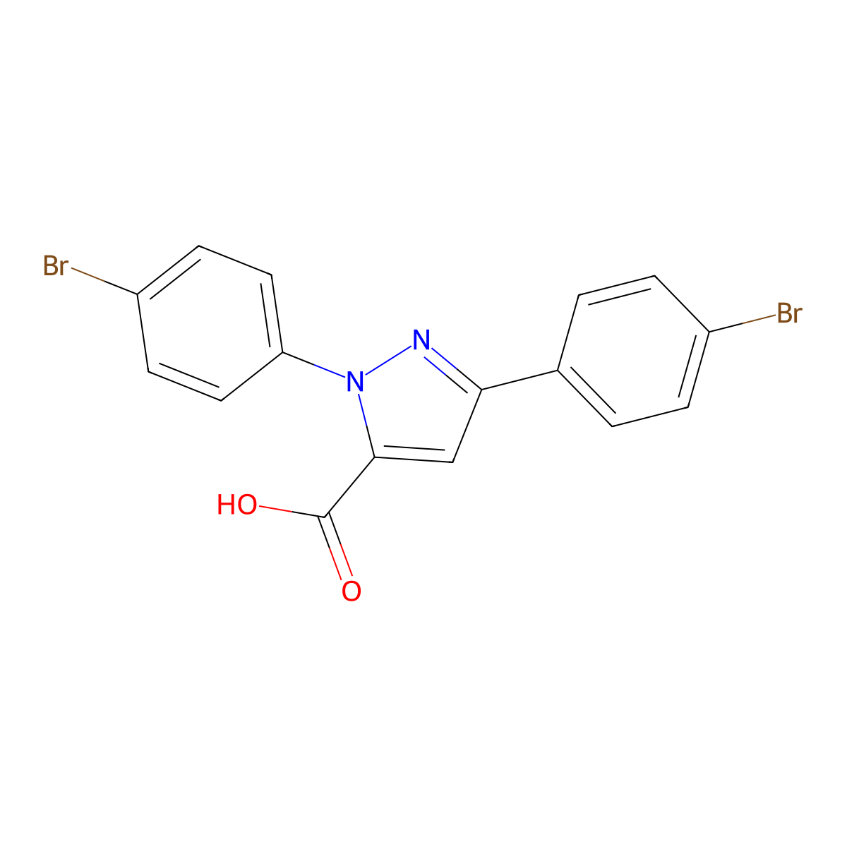 1,3-Bis(4-bromophenyl)-1H-pyrazole-5-carboxylic acid molecular structure, CAS 618102-63-9