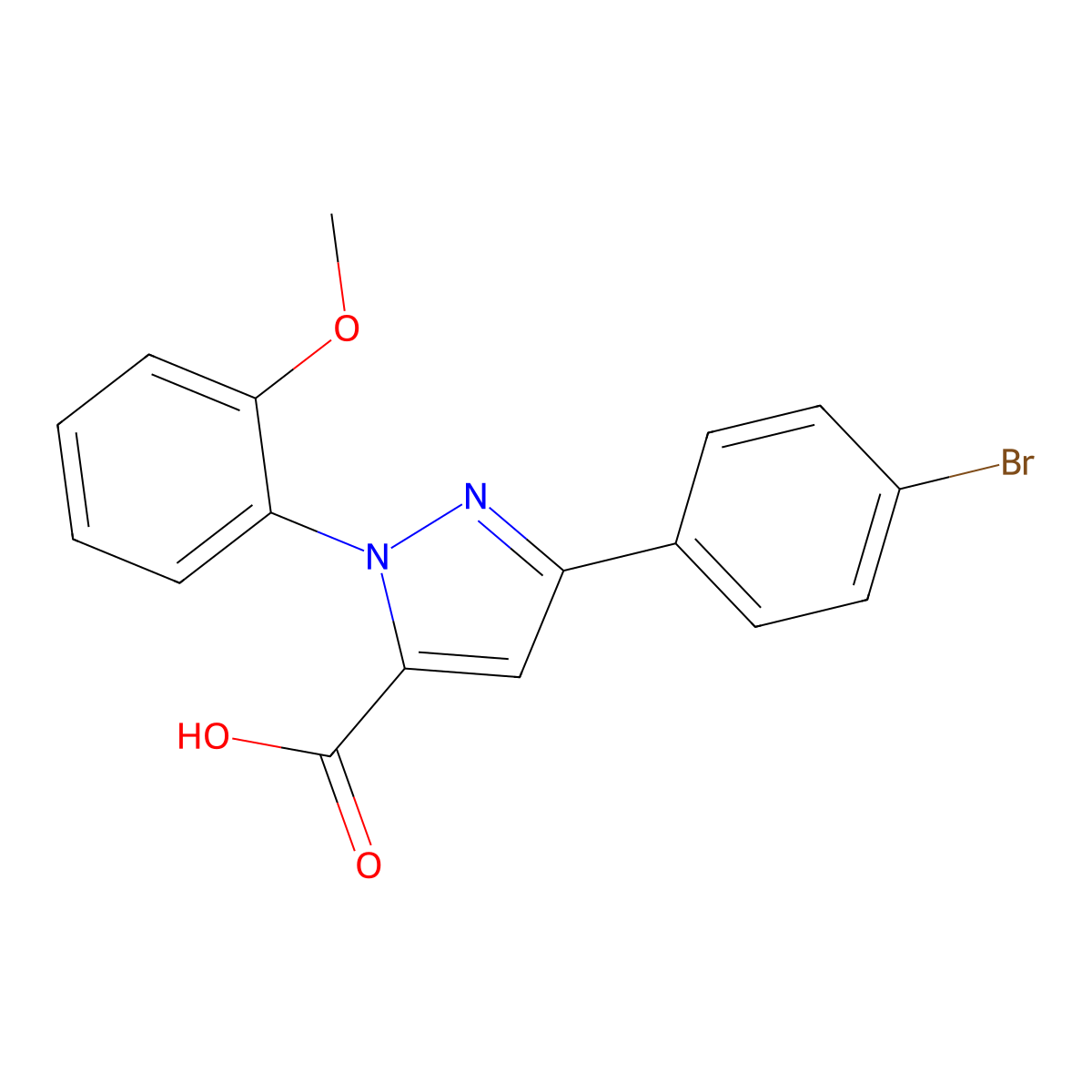 3-(4-Bromophenyl)-1-(2-methoxyphenyl)-1H-pyrazole-5-carboxylic acid molecular structure, CAS 618102-69-5