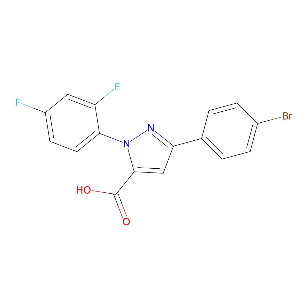 3-(4-Bromophenyl)-1-(2,4-difluorophenyl)-1H-pyrazole-5-carboxylic acid molecular structure, CAS 618102-70-8