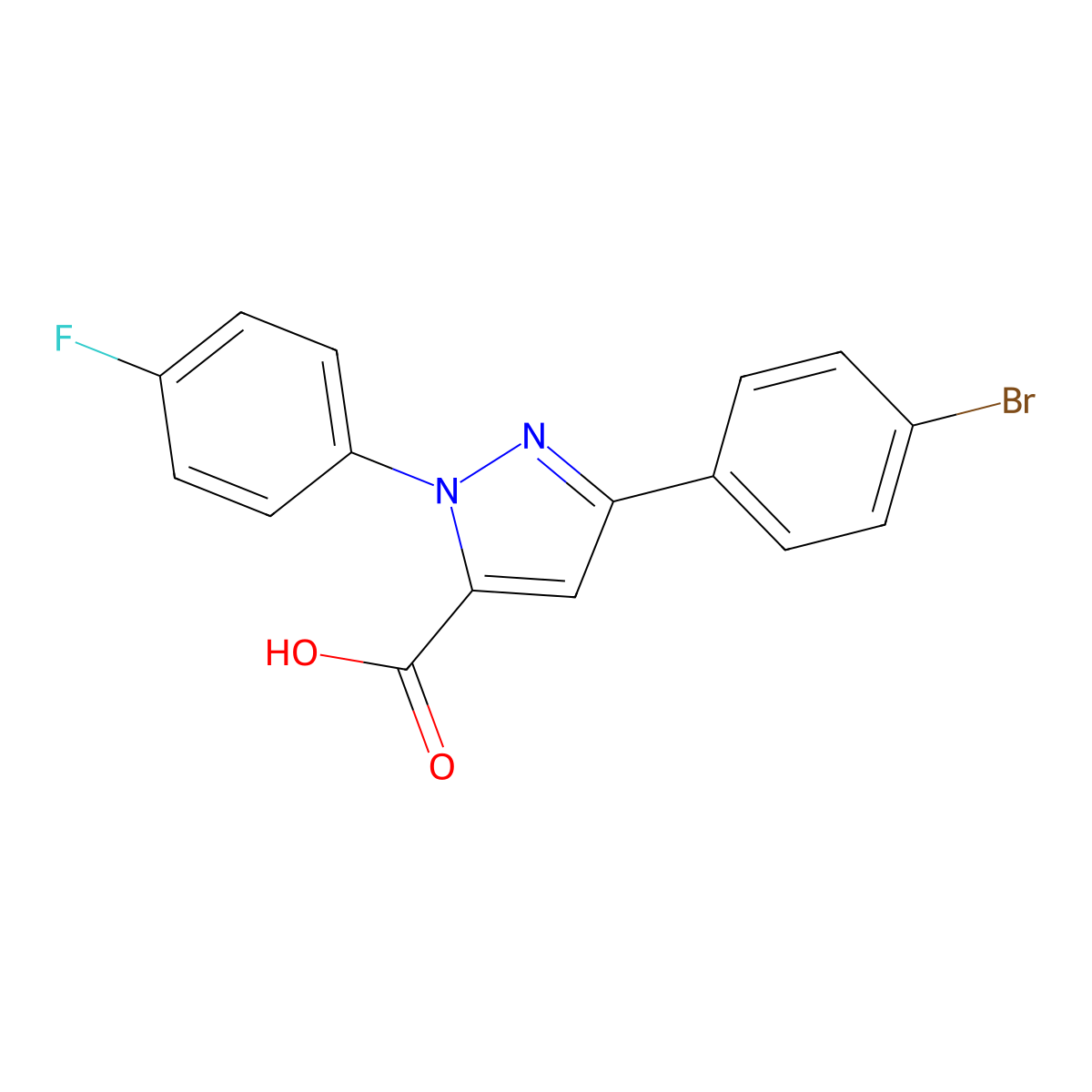 3-(4-Bromophenyl)-1-(4-fluorophenyl)-1H-pyrazole-5-carboxylic acid molecular structure, CAS 618102-71-9