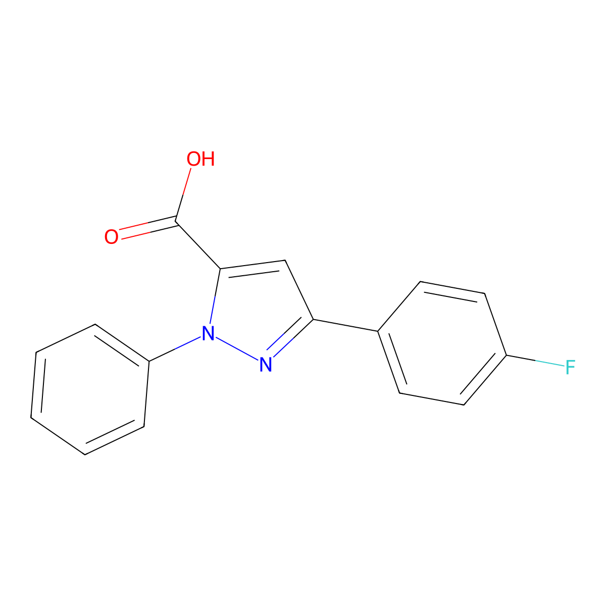 3-(4-Fluorophenyl)-1-phenyl-1H-pyrazole-5-carboxylic acid molecular structure, CAS 618102-72-0