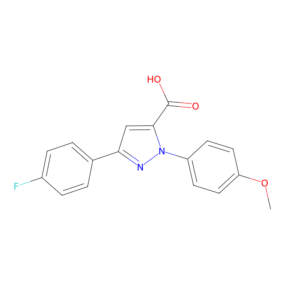 3-(4-Fluorophenyl)-1-(4-methoxyphenyl)-1H-pyrazole-5-carboxylic acid molecular structure, CAS 618102-75-3