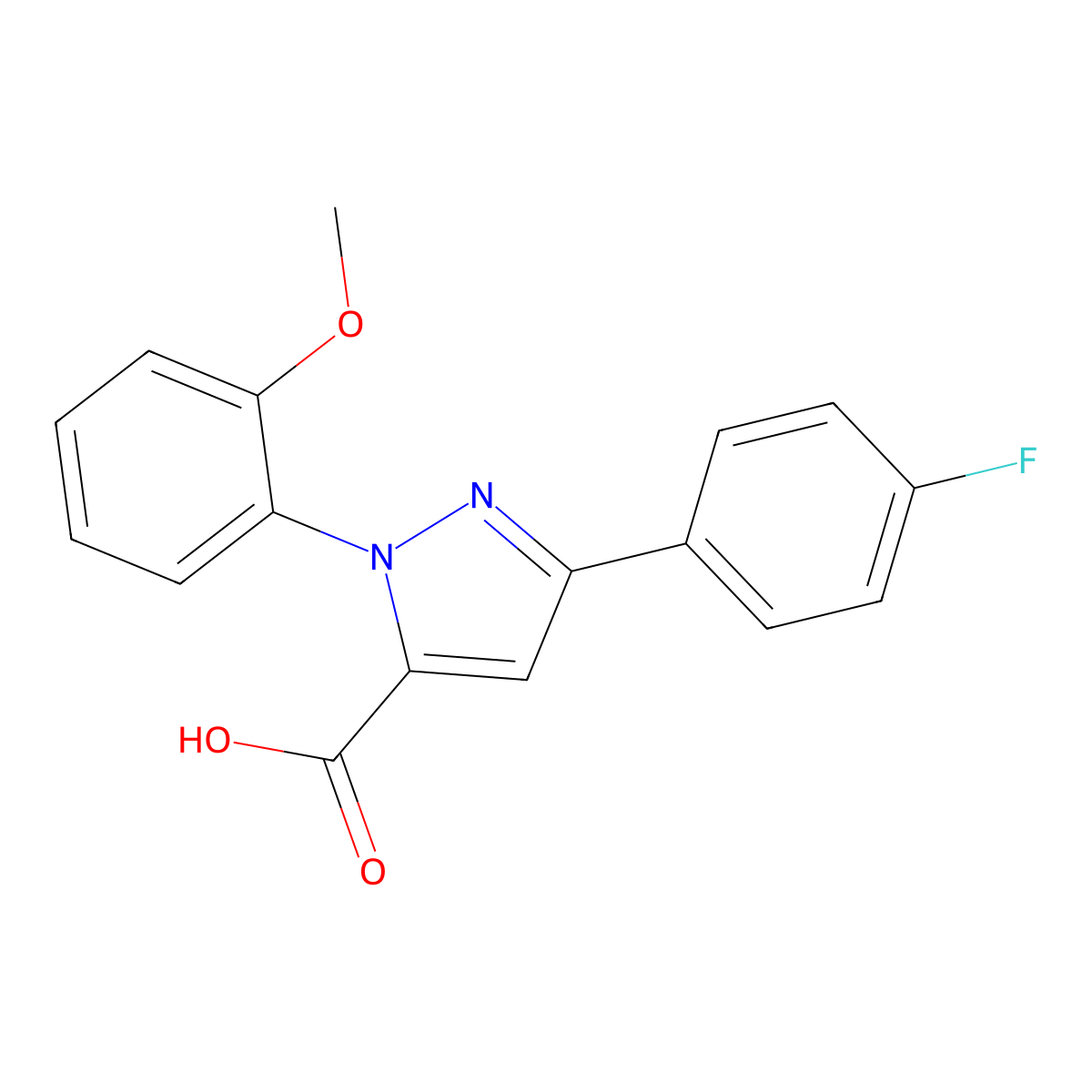 3-(4-fluorophenyl)-1-(2-methoxyphenyl)-1H-pyrazole-5-carboxylic acid molecular structure, CAS 618102-85-5