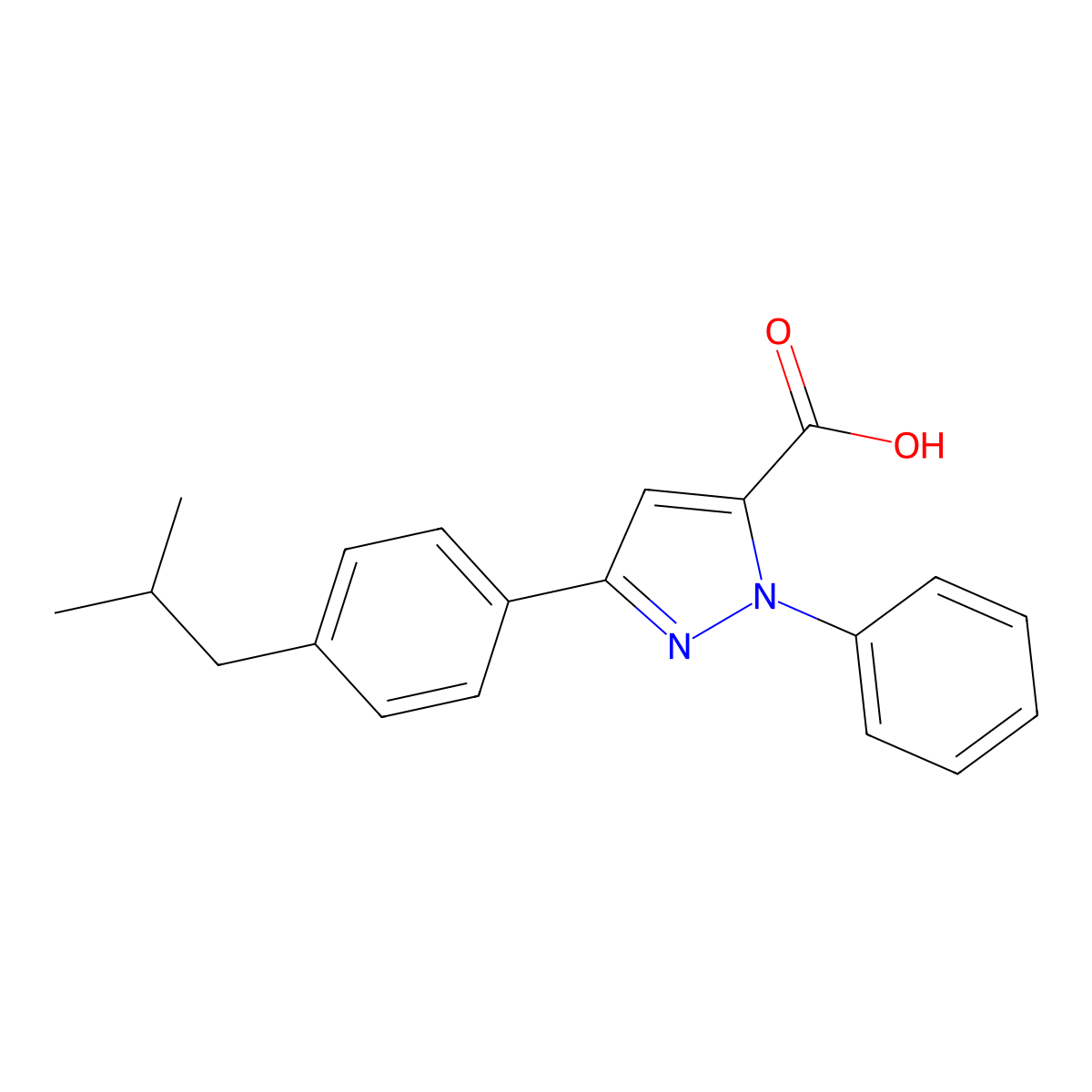 3-(4-Isobutylphenyl)-1-phenyl-1H-pyrazole-5-carboxylic acid molecular structure, CAS 618102-88-8