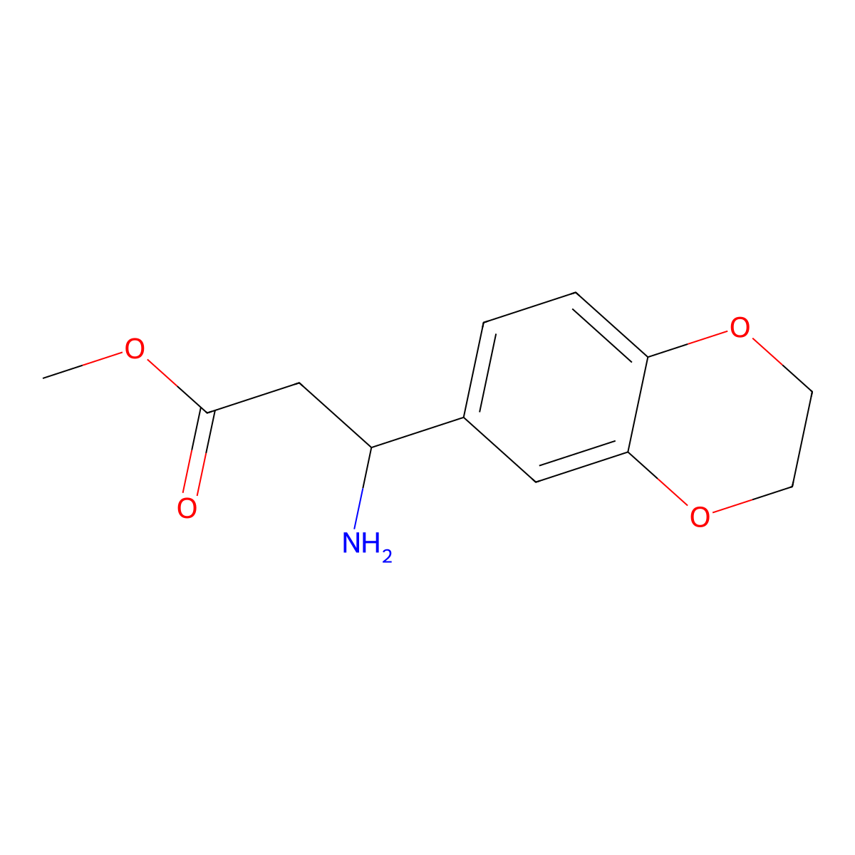Methyl 3-amino-3-(2,3-dihydrobenzo[b][1,4]dioxin-6-yl)propanoate molecular structure, CAS 618109-34-5