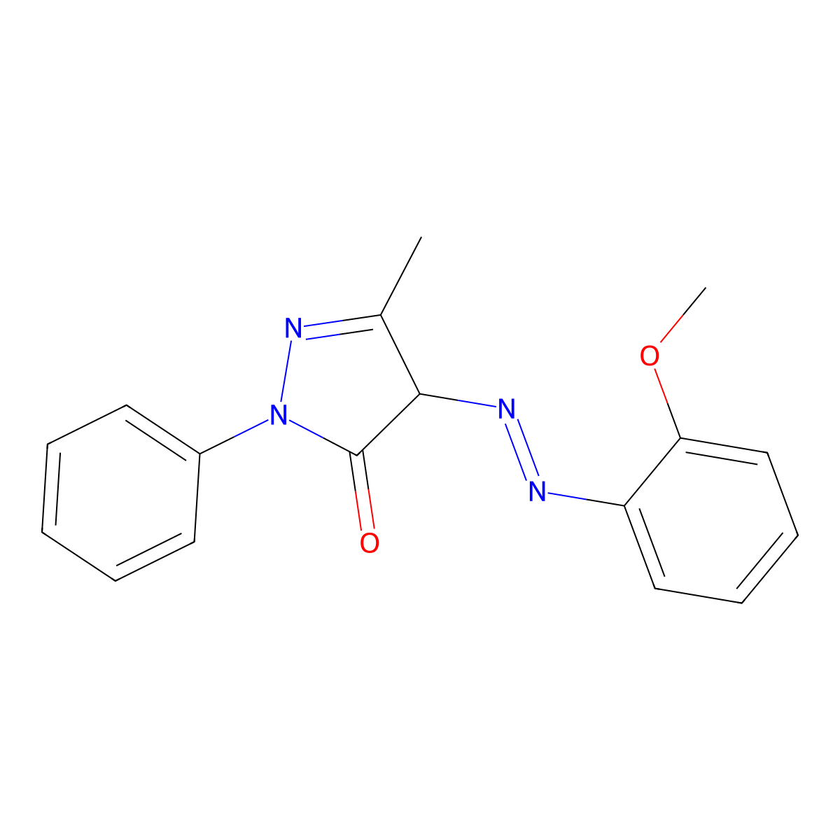 2,4-Dihydro-4-((2-methoxyphenyl)azo)-5-methyl-2-phenyl-3H-pyrazol-3-one molecular structure, CAS 61813-98-7