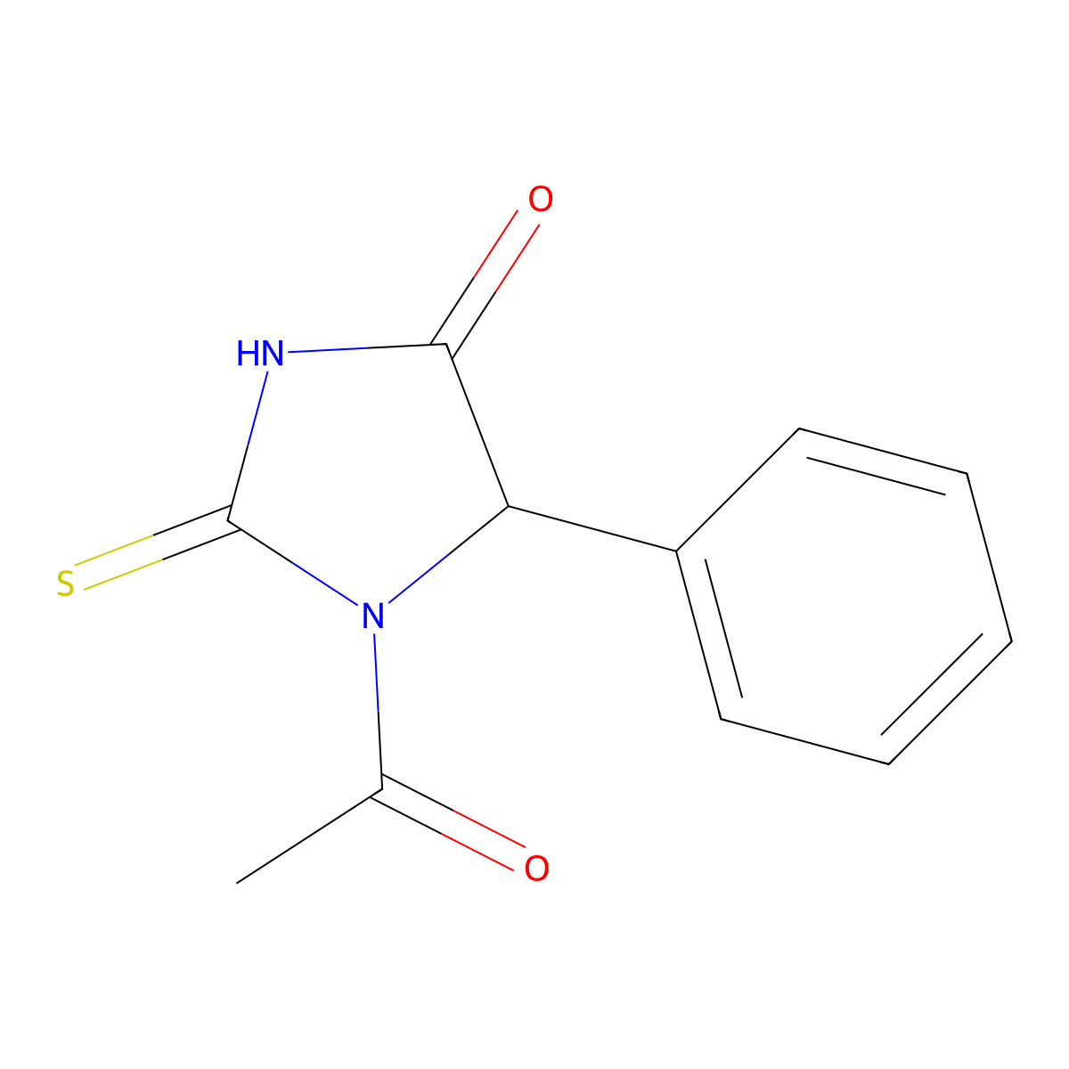 1-Acetyl-5-phenyl-2-sulfanylideneimidazolidin-4-one molecular structure, CAS 61815-25-6