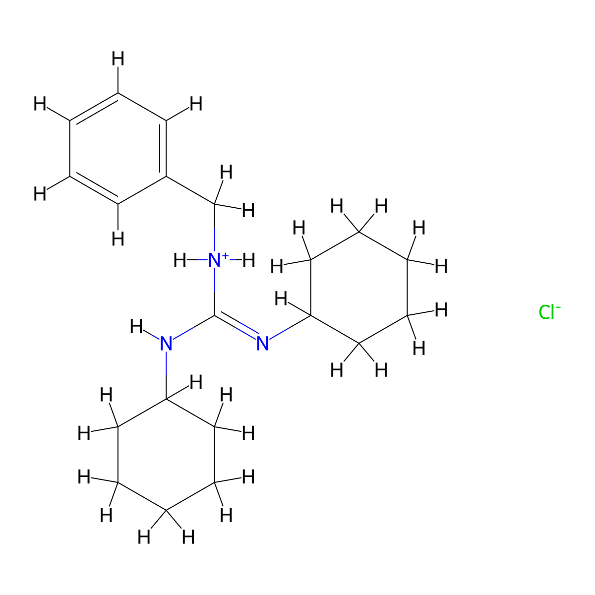 Guanidine, 1-benzyl-2,3-dicyclohexyl-, hydrochloride molecular structure, CAS 6182-00-9