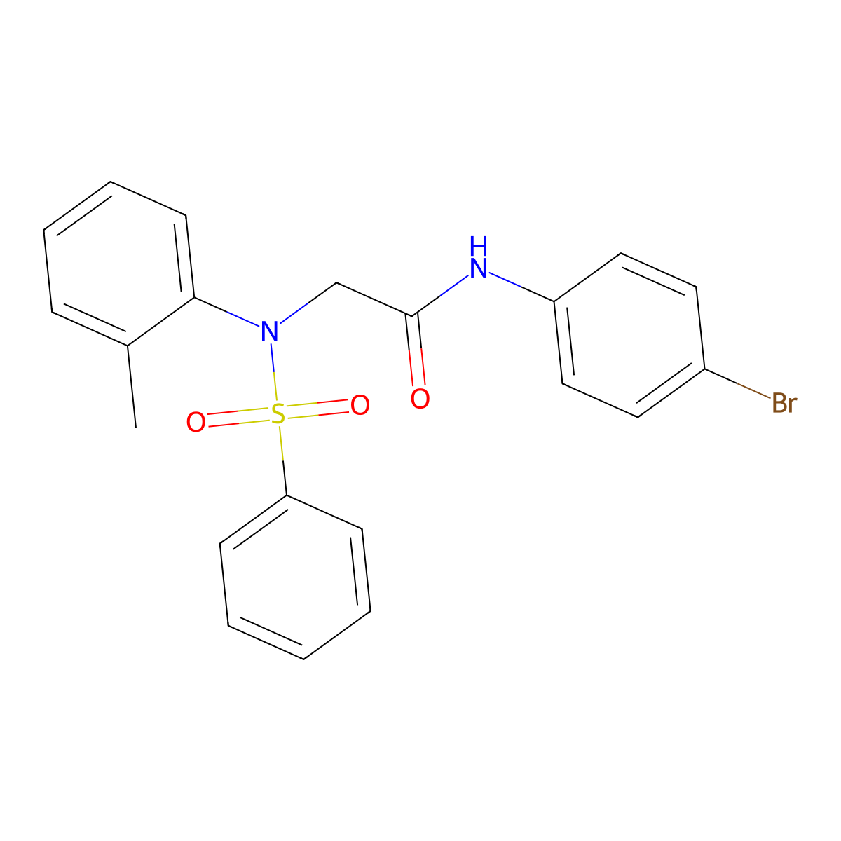 2-[N-(benzenesulfonyl)-2-methylanilino]-N-(4-bromophenyl)acetamide molecular structure, CAS 6182-21-4