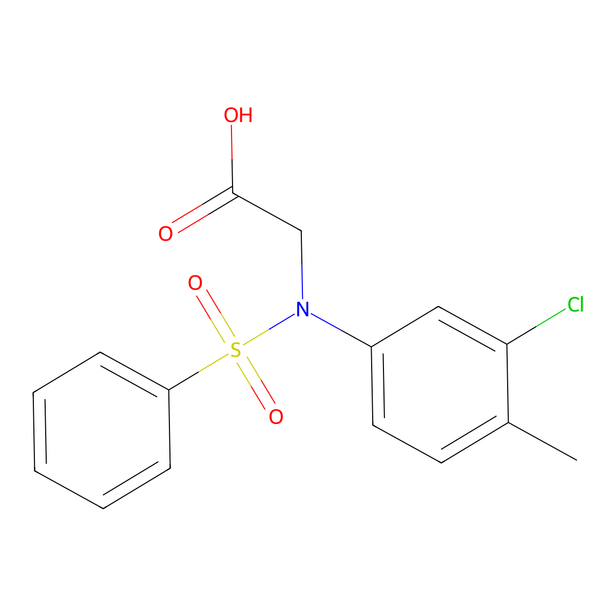2-[N-(benzenesulfonyl)-3-chloro-4-methylanilino]acetic acid molecular structure, CAS 6182-70-3