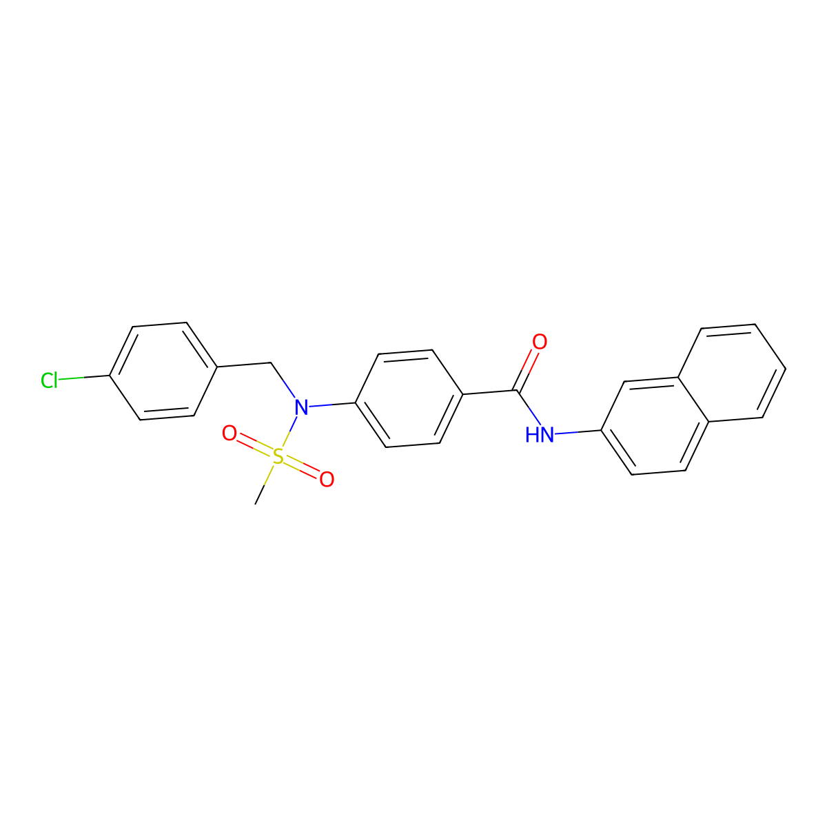 4-[(4-chlorobenzyl)(methylsulfonyl)amino]-N-(naphthalen-2-yl)benzamide molecular structure, CAS 6182-82-7
