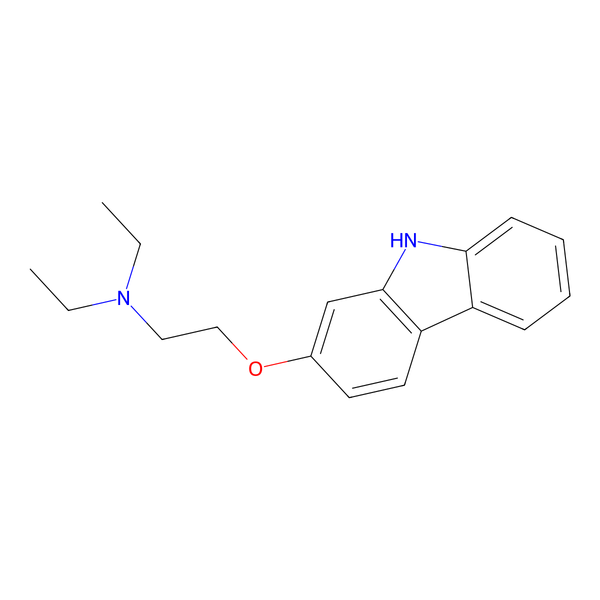 Ethanamine, 2-(9H-carbazol-2-yloxy)-N,N-diethyl- molecular structure, CAS 61822-12-6