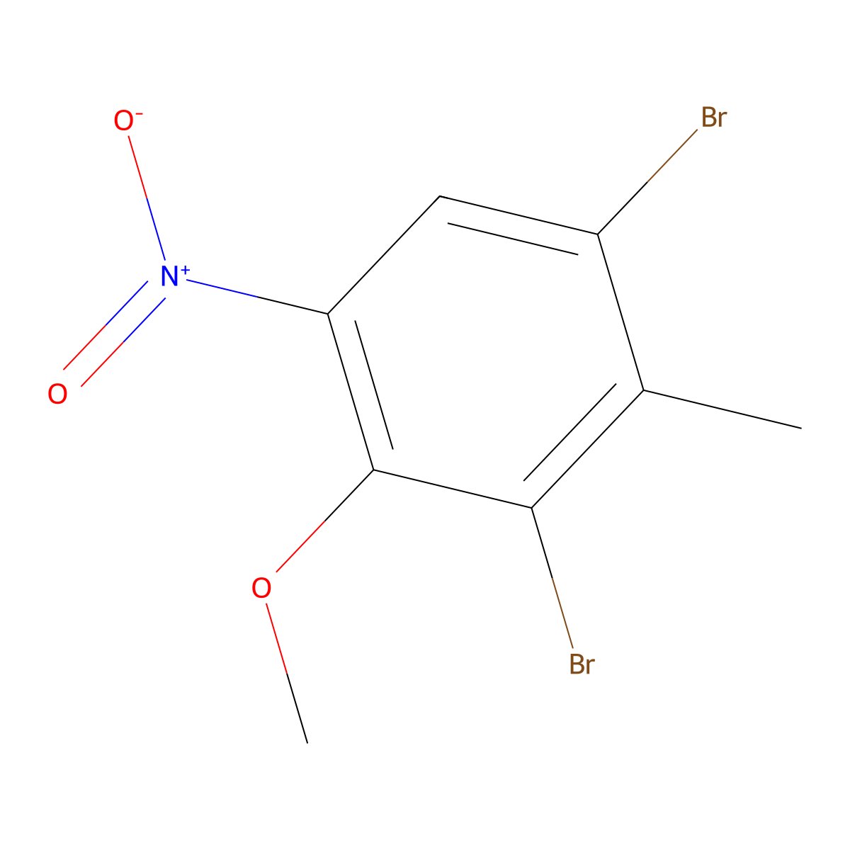 1,3-Dibromo-4-methoxy-2-methyl-5-nitrobenzene molecular structure, CAS 61827-59-6