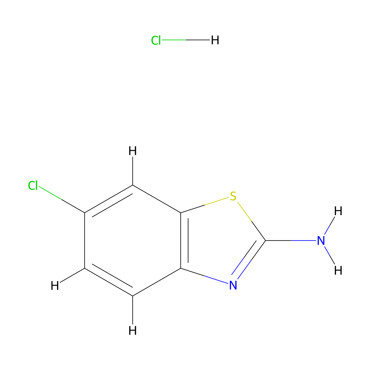2-Benzothiazolamine, 6-chloro-, hydrochloride (1:1) molecular structure, CAS 61827-71-2