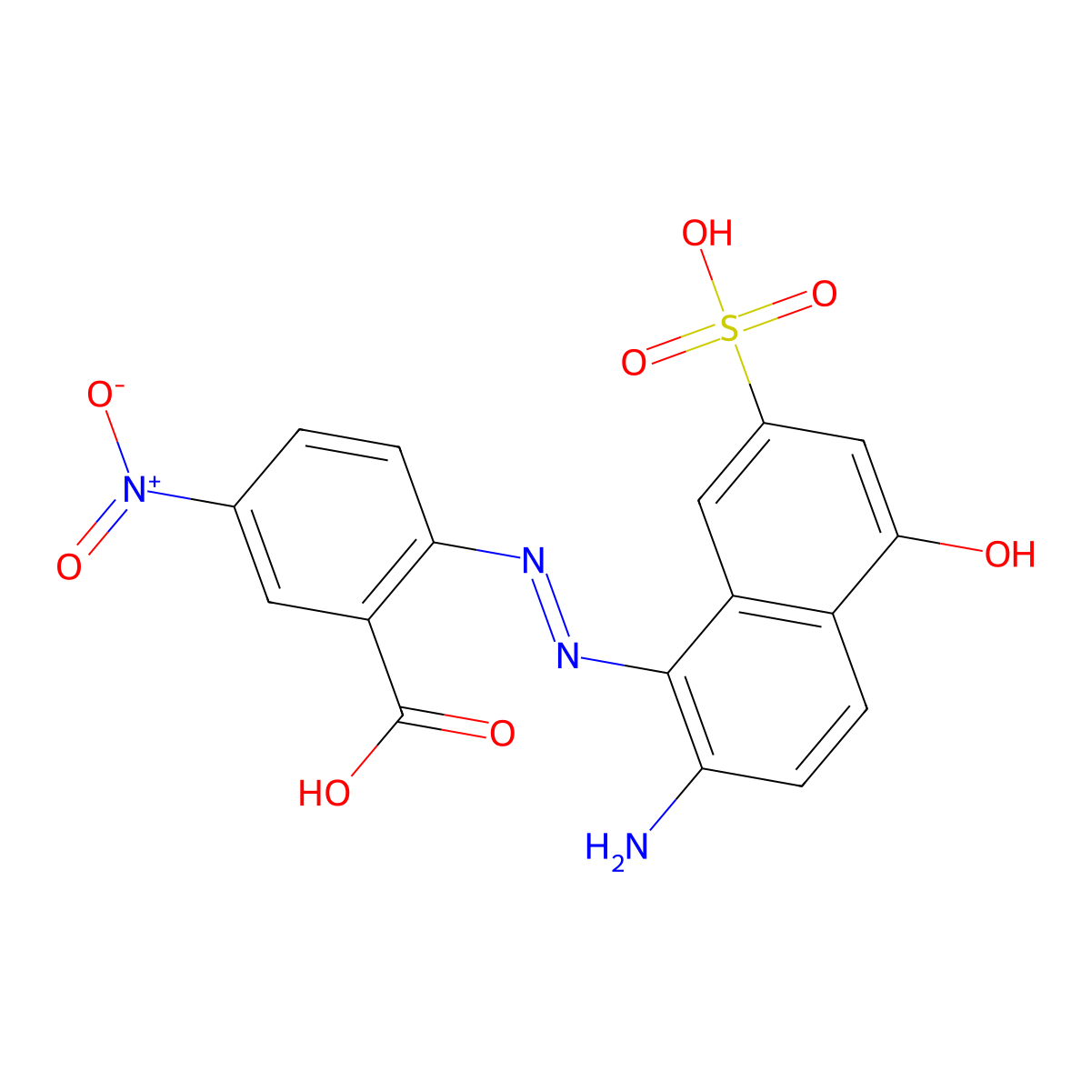 2-((2-Amino-5-hydroxy-7-sulpho-1-naphthyl)azo)-5-nitrobenzoic acid molecular structure, CAS 61827-73-4