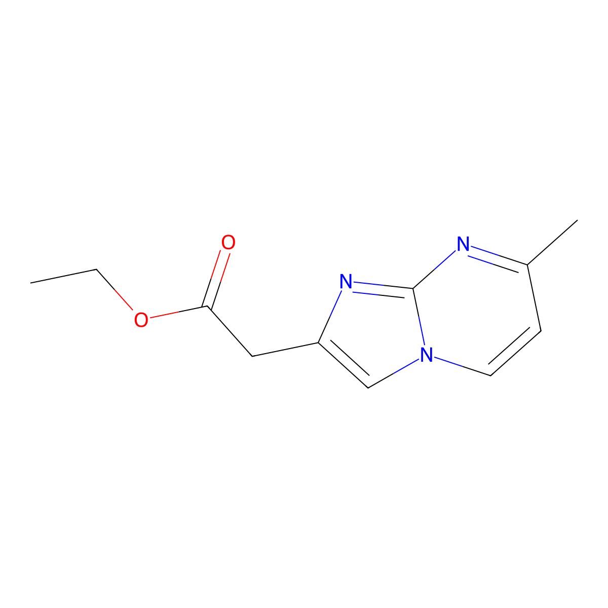 Ethyl 2-(7-methylimidazo[1,2-a]pyrimidin-2-yl)acetate molecular structure, CAS 61830-69-1