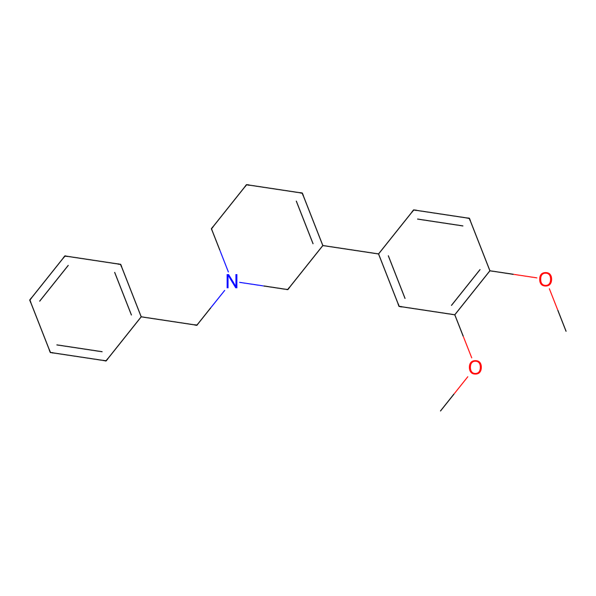 1-Benzyl-5-(3,4-dimethoxyphenyl)-1,2,3,6-tetrahydropyridine molecular structure, CAS 61832-56-2