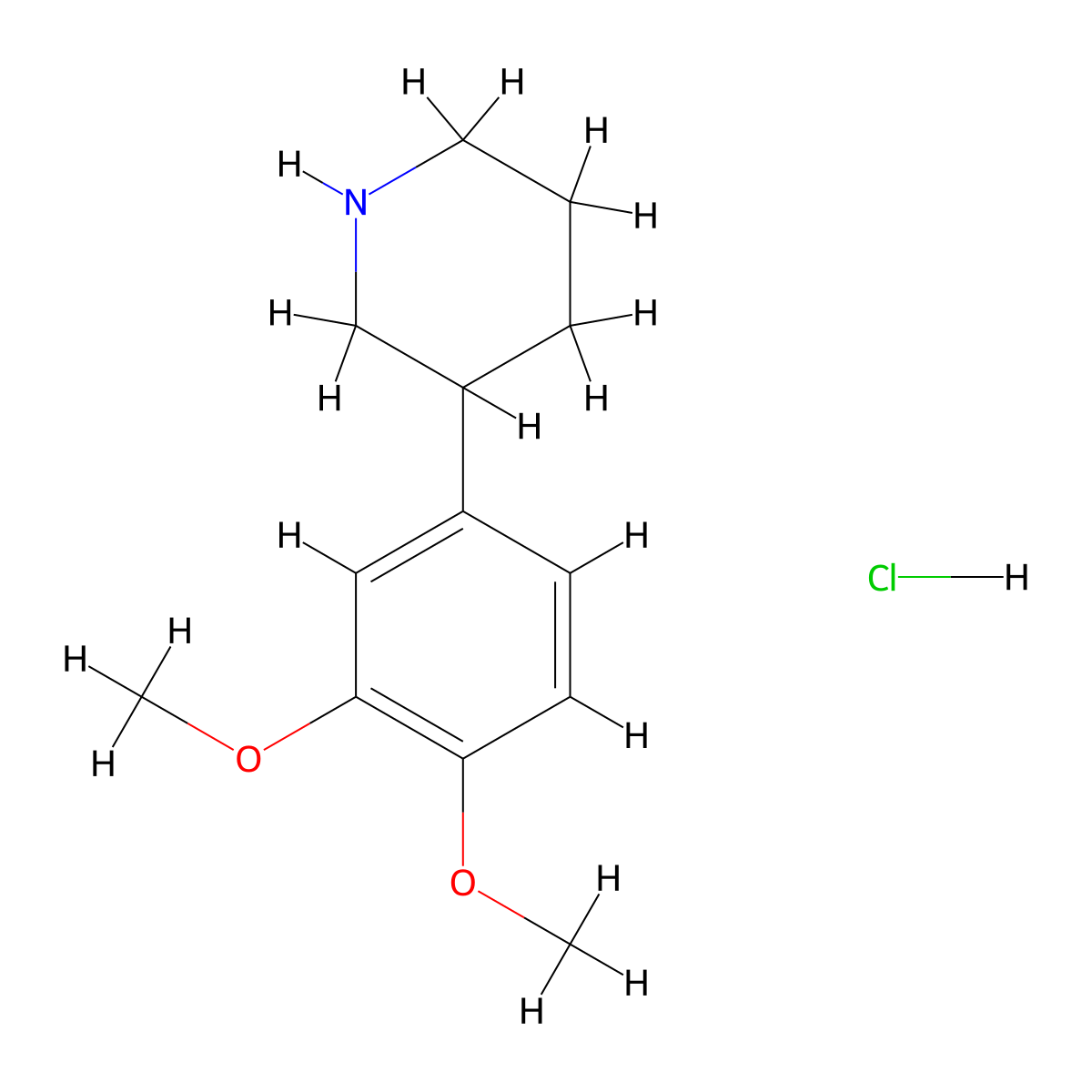 3-(3,4-Dimethoxyphenyl)piperidine hydrochloride molecular structure, CAS 61832-58-4