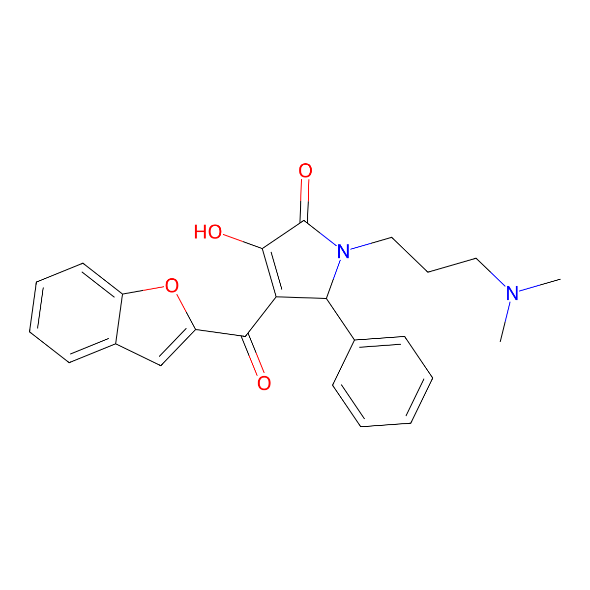 4-(1-benzofuran-2-ylcarbonyl)-1-[3-(dimethylamino)propyl]-3-hydroxy-5-phenyl-1,5-dihydro-2H-pyrrol-2-one molecular structure, CAS 618363-65-8
