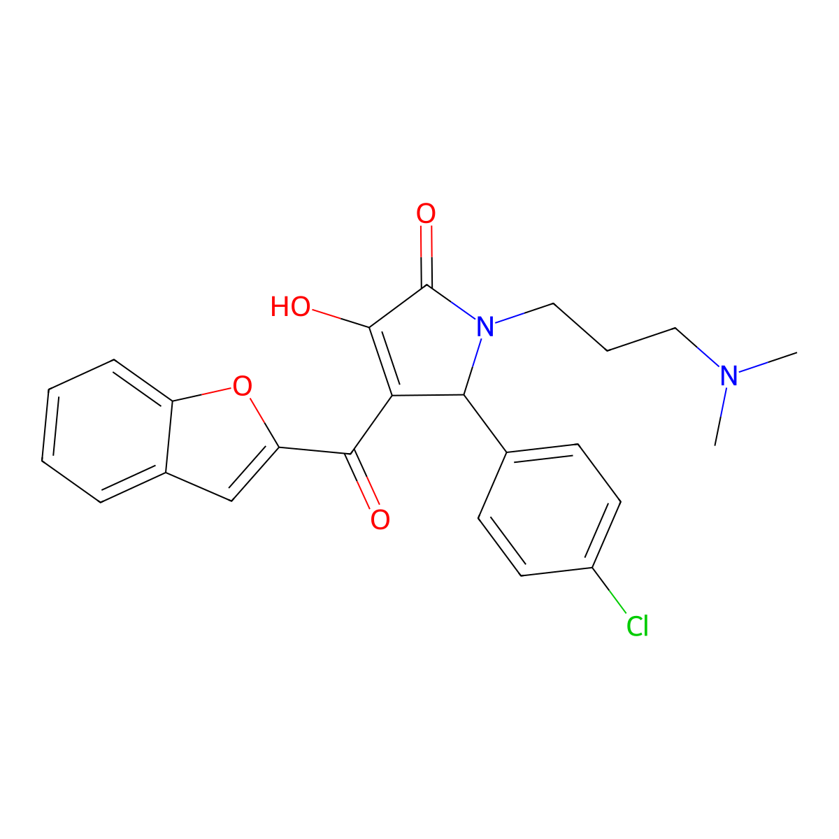 4-(benzofuran-2-carbonyl)-5-(4-chlorophenyl)-1-(3-(dimethylamino)propyl)-3-hydroxy-1H-pyrrol-2(5H)-one molecular structure, CAS 618363-66-9