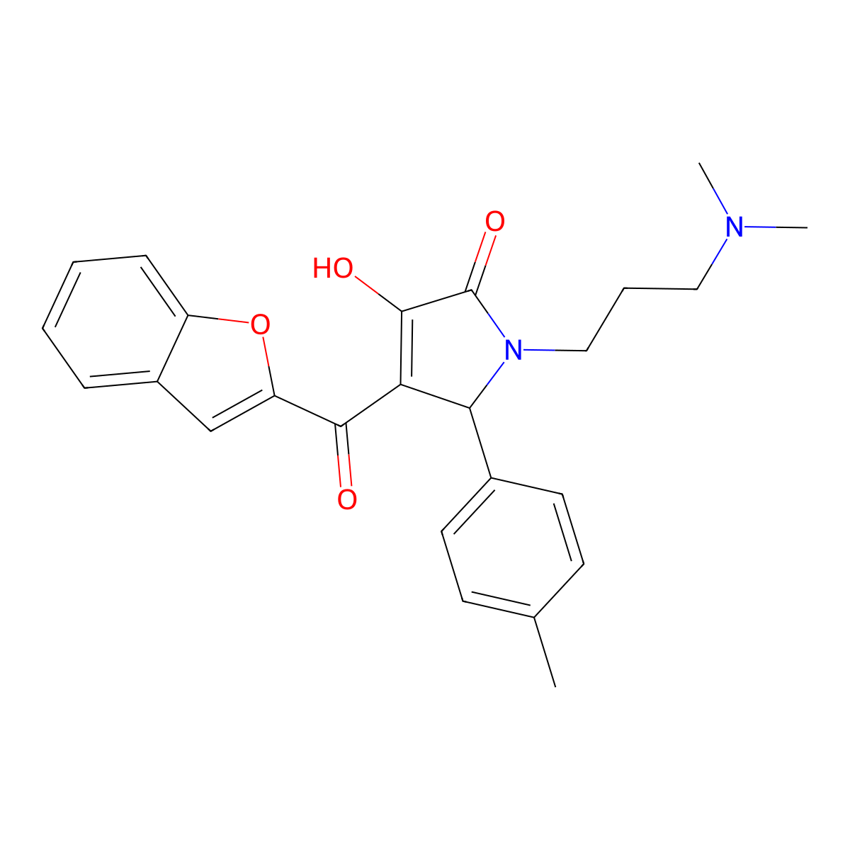 4-(benzofuran-2-carbonyl)-1-(3-(dimethylamino)propyl)-3-hydroxy-5-(p-tolyl)-1H-pyrrol-2(5H)-one molecular structure, CAS 618363-67-0