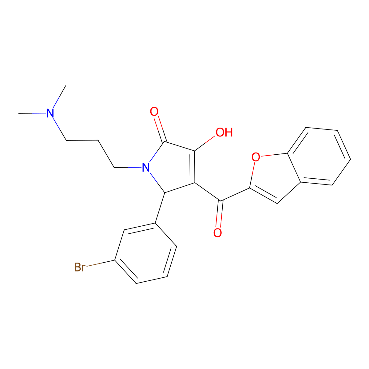 4-(1-benzofuran-2-ylcarbonyl)-5-(3-bromophenyl)-1-[3-(dimethylamino)propyl]-3-hydroxy-1,5-dihydro-2H-pyrrol-2-one molecular structure, CAS 618363-69-2