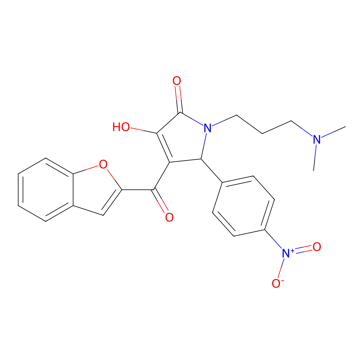 4-(benzofuran-2-carbonyl)-1-(3-(dimethylamino)propyl)-3-hydroxy-5-(4-nitrophenyl)-1H-pyrrol-2(5H)-one molecular structure, CAS 618363-70-5