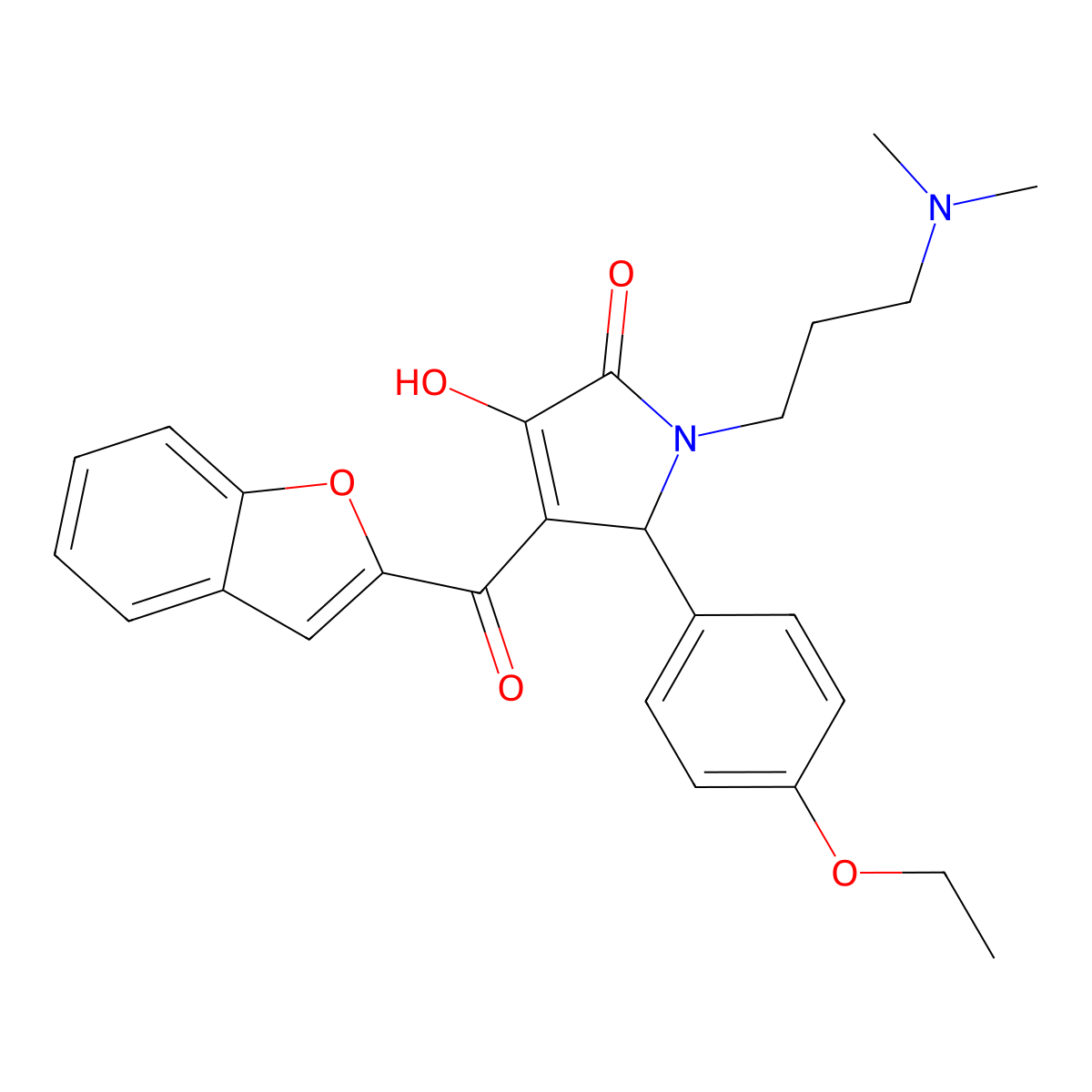4-(Benzo[d]furan-2-ylcarbonyl)-1-[3-(dimethylamino)propyl]-5-(4-ethoxyphenyl)-3-hydroxy-3-pyrrolin-2-one molecular structure, CAS 618363-77-2