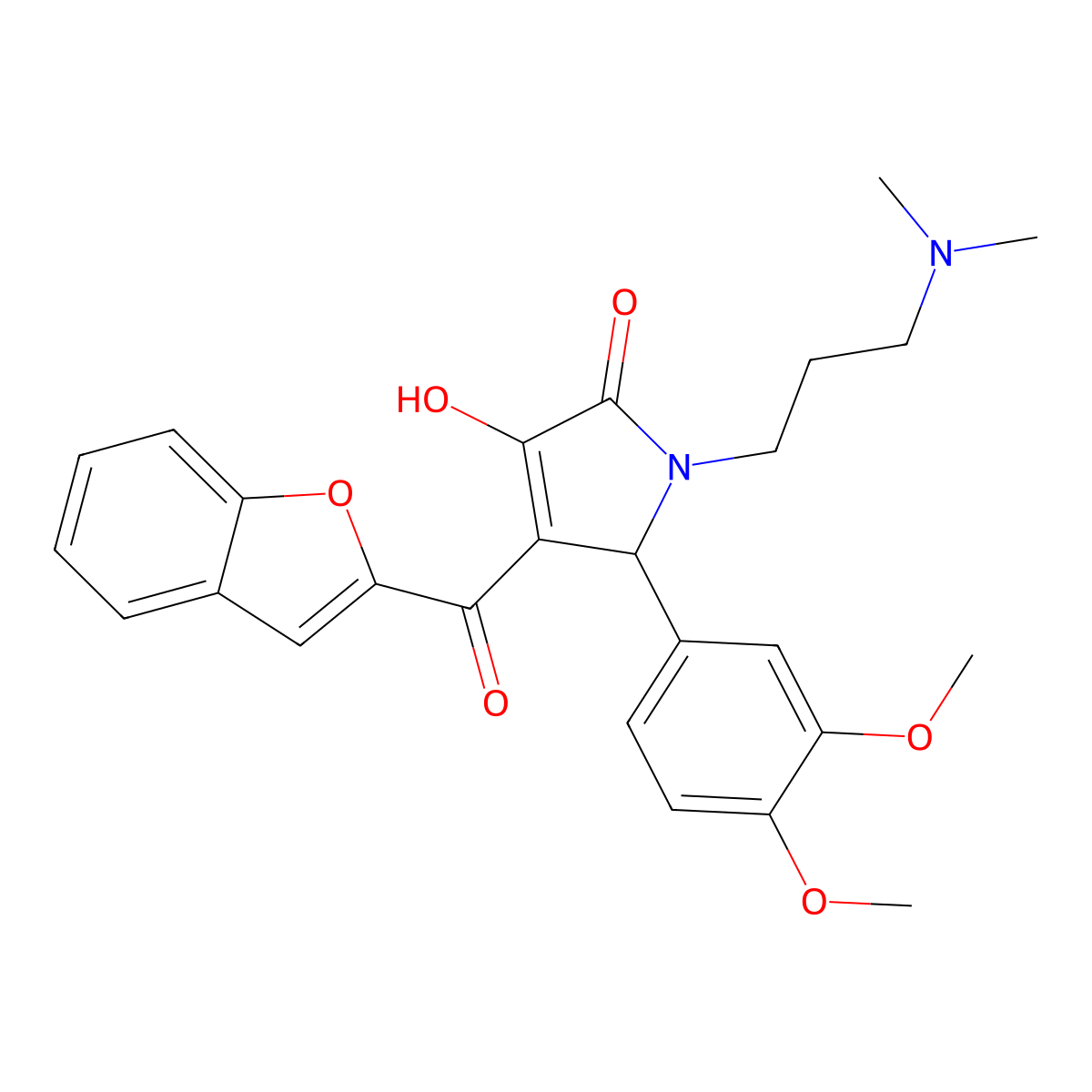 4-(1-benzofuran-2-carbonyl)-5-(3,4-dimethoxyphenyl)-1-[3-(dimethylamino)propyl]-3-hydroxy-2,5-dihydro-1H-pyrrol-2-one molecular structure, CAS 618363-80-7