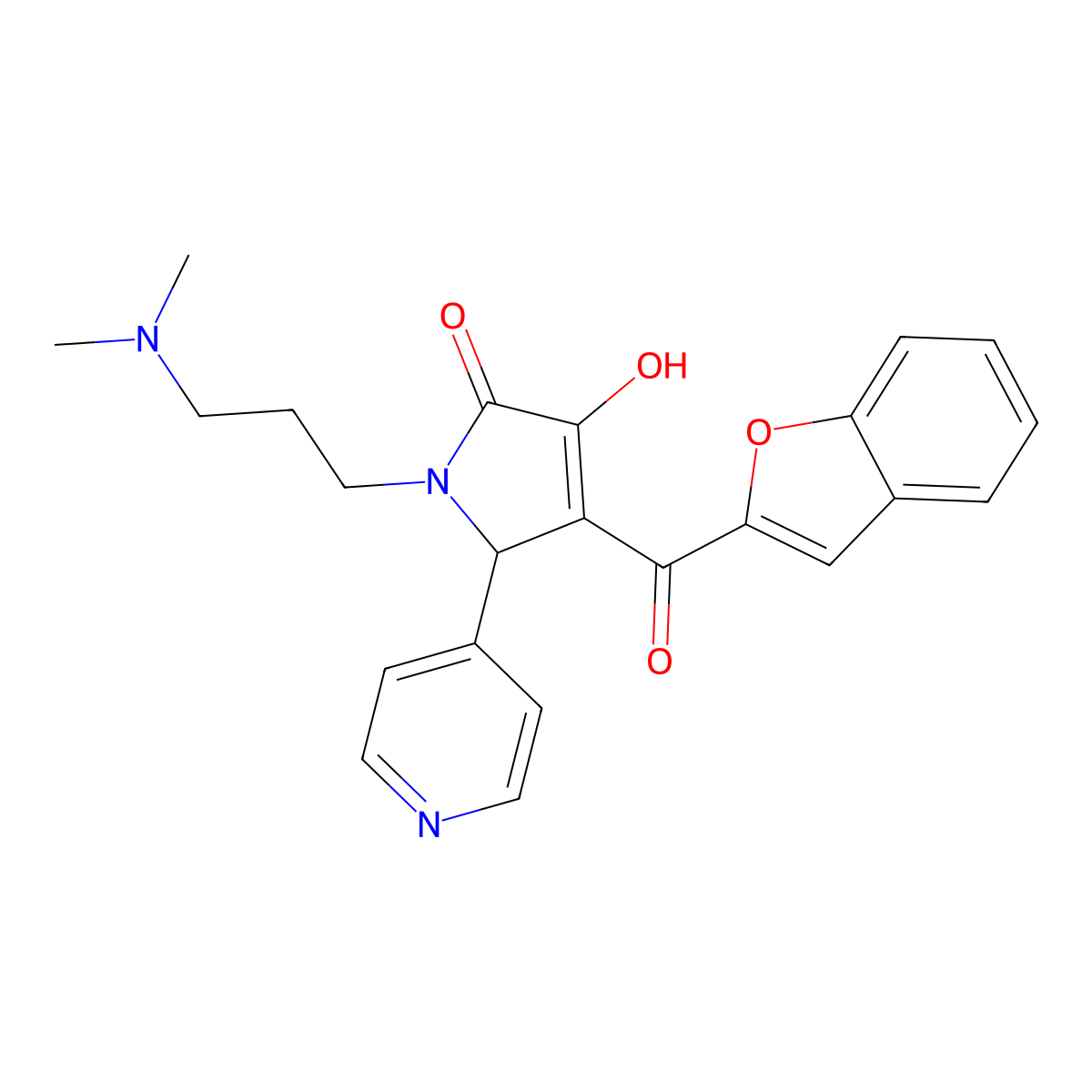 4-(benzofuran-2-carbonyl)-1-(3-(dimethylamino)propyl)-3-hydroxy-5-(pyridin-4-yl)-1H-pyrrol-2(5H)-one molecular structure, CAS 618363-86-3