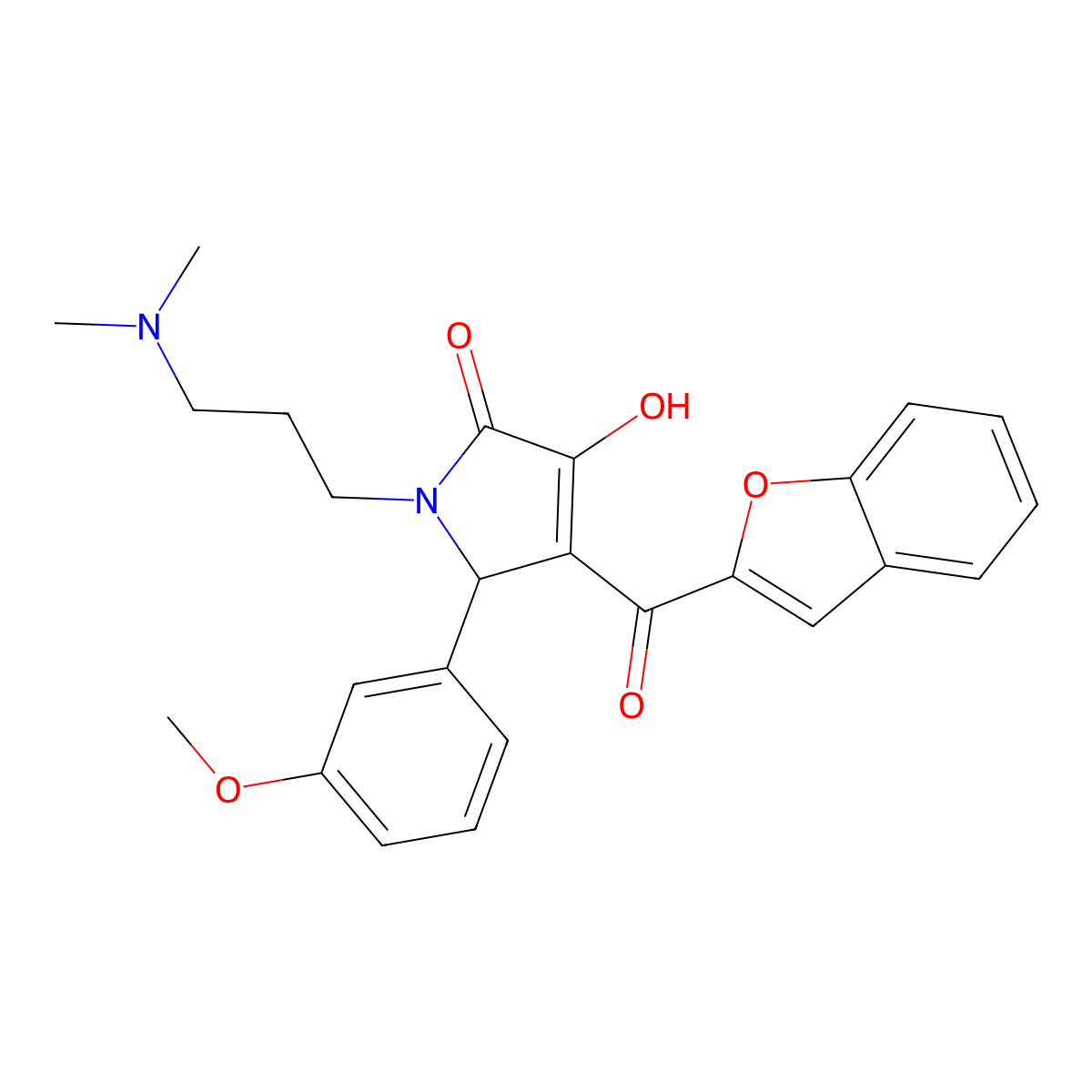 4-(1-benzofuran-2-ylcarbonyl)-1-[3-(dimethylamino)propyl]-3-hydroxy-5-(3-methoxyphenyl)-1,5-dihydro-2H-pyrrol-2-one molecular structure, CAS 618363-88-5