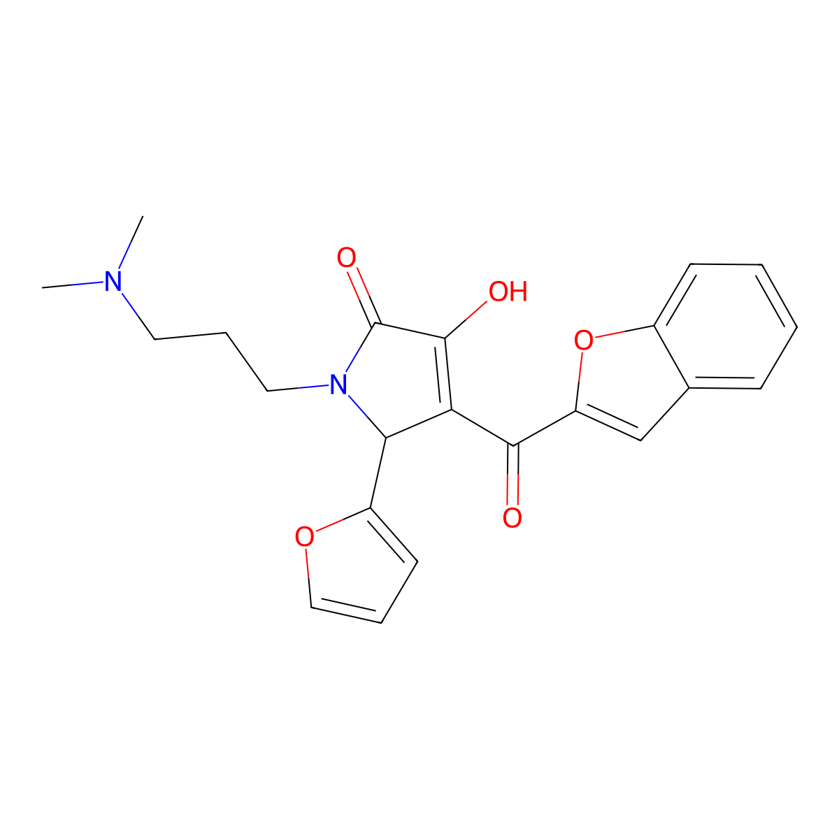 4-(benzofuran-2-carbonyl)-1-(3-(dimethylamino)propyl)-5-(furan-2-yl)-3-hydroxy-1H-pyrrol-2(5H)-one molecular structure, CAS 618363-89-6