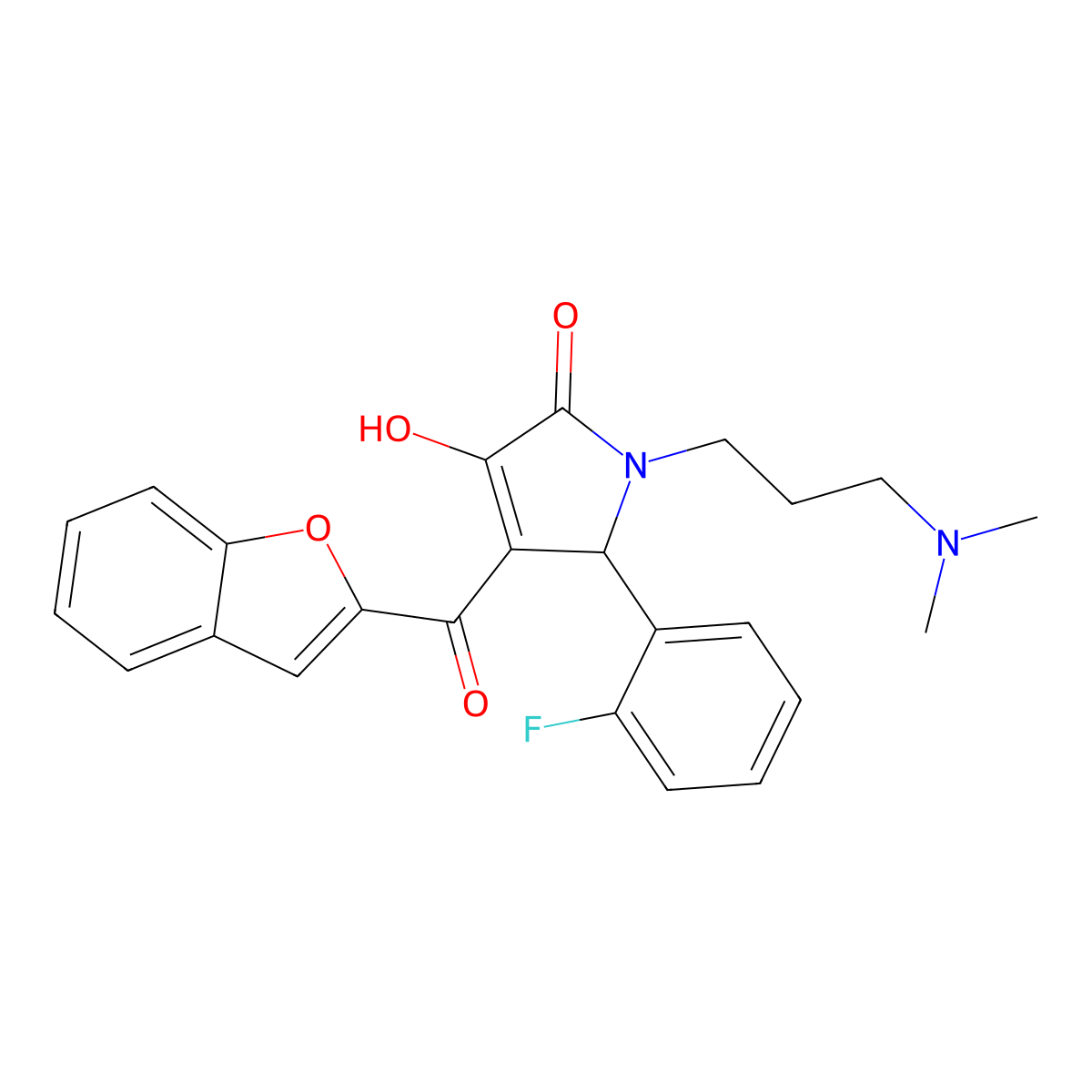 4-(1-benzofuran-2-carbonyl)-1-[3-(dimethylamino)propyl]-5-(2-fluorophenyl)-3-hydroxy-2,5-dihydro-1H-pyrrol-2-one molecular structure, CAS 618364-02-6