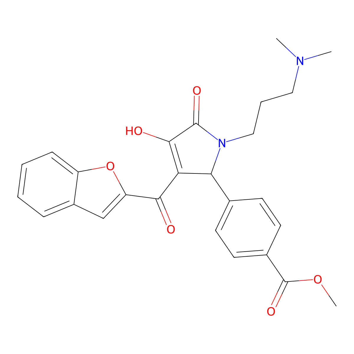 methyl 4-{3-(1-benzofuran-2-ylcarbonyl)-1-[3-(dimethylamino)propyl]-4-hydroxy-5-oxo-2,5-dihydro-1H-pyrrol-2-yl}benzoate molecular structure, CAS 618364-03-7