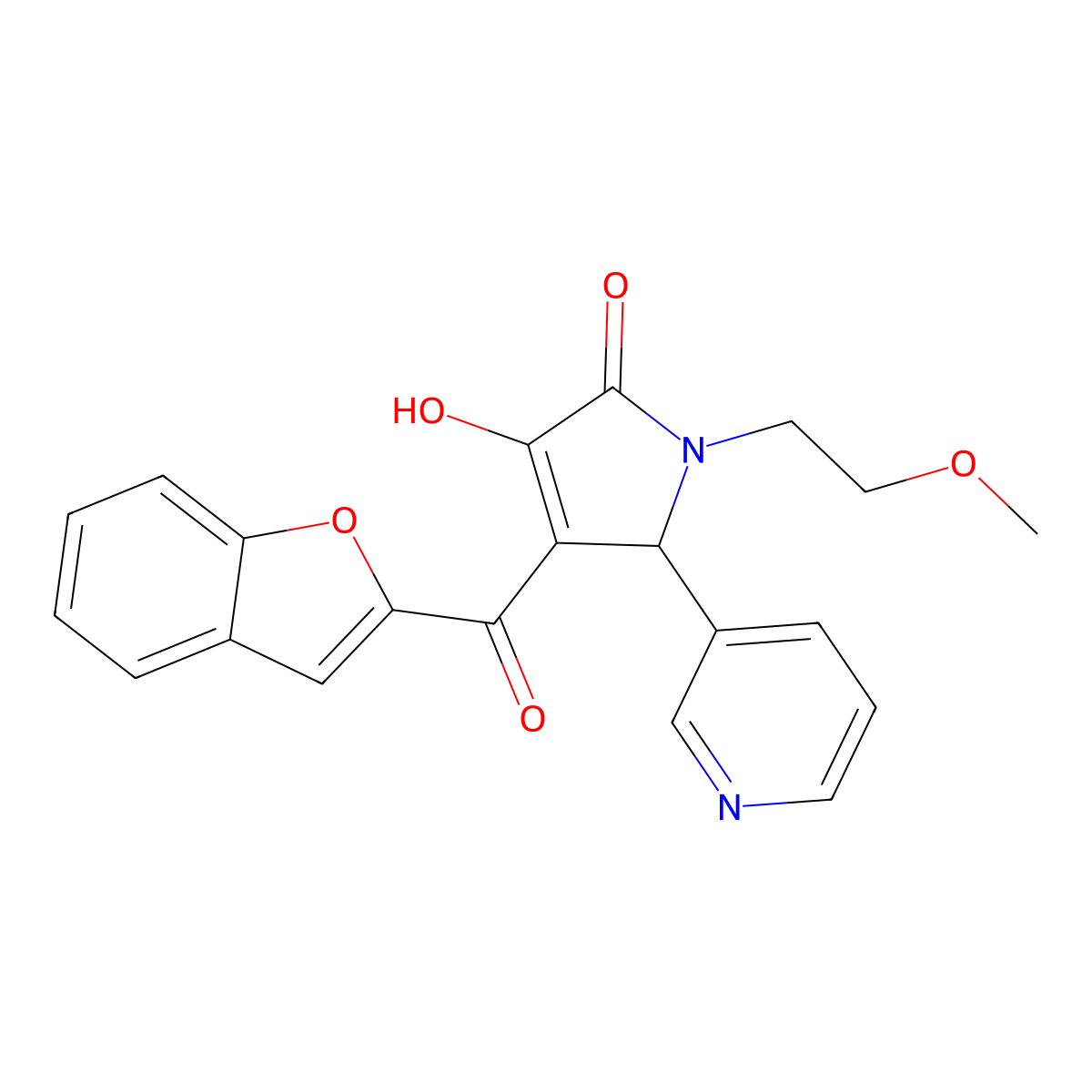 4-(benzofuran-2-carbonyl)-3-hydroxy-1-(2-methoxyethyl)-5-(pyridin-3-yl)-1H-pyrrol-2(5H)-one molecular structure, CAS 618364-30-0