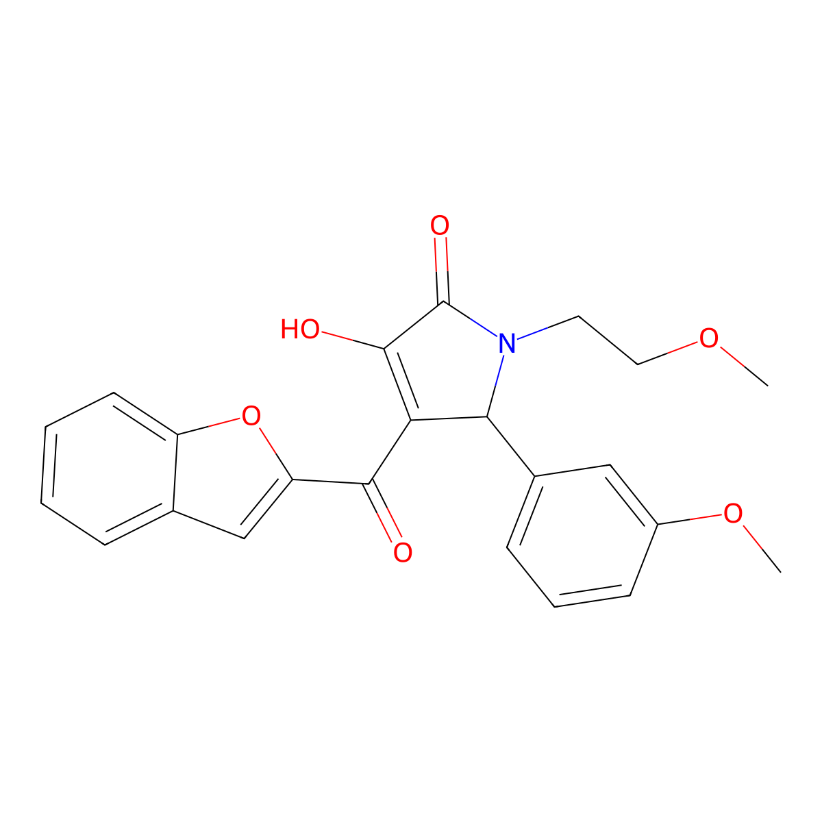 4-(1-benzofuran-2-ylcarbonyl)-3-hydroxy-1-(2-methoxyethyl)-5-(3-methoxyphenyl)-1,5-dihydro-2H-pyrrol-2-one molecular structure, CAS 618364-31-1