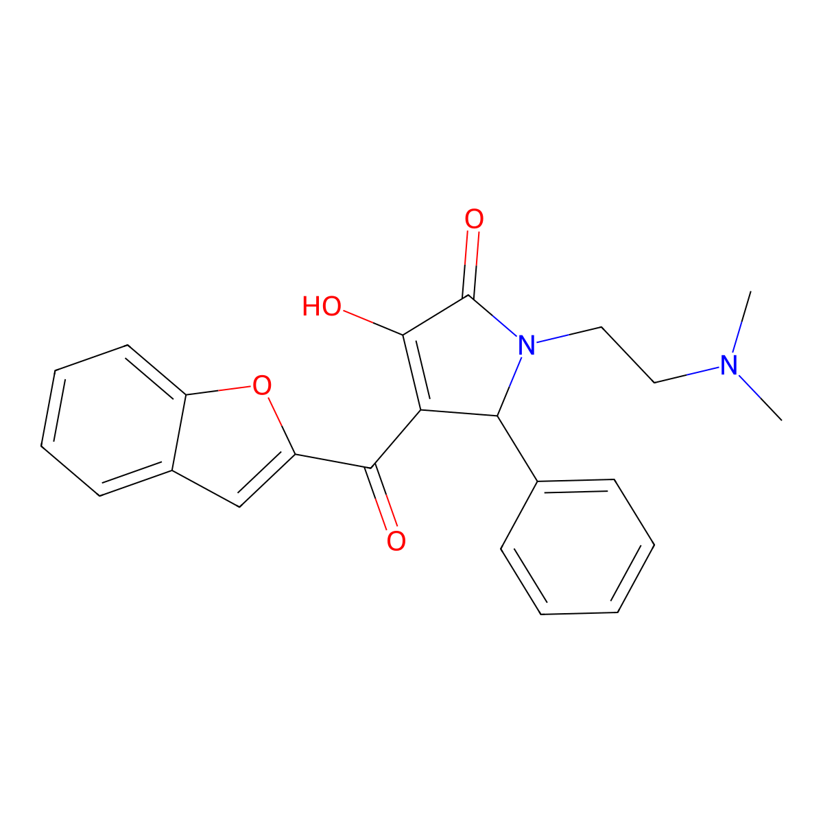 4-(benzofuran-2-carbonyl)-1-(2-(dimethylamino)ethyl)-3-hydroxy-5-phenyl-1H-pyrrol-2(5H)-one molecular structure, CAS 618364-95-7