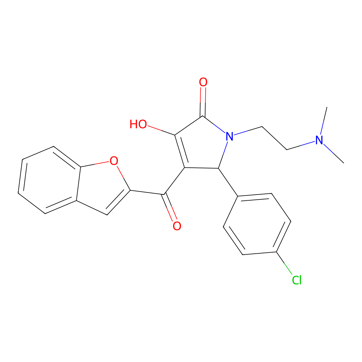 4-(benzofuran-2-carbonyl)-5-(4-chlorophenyl)-1-(2-(dimethylamino)ethyl)-3-hydroxy-1H-pyrrol-2(5H)-one molecular structure, CAS 618364-96-8