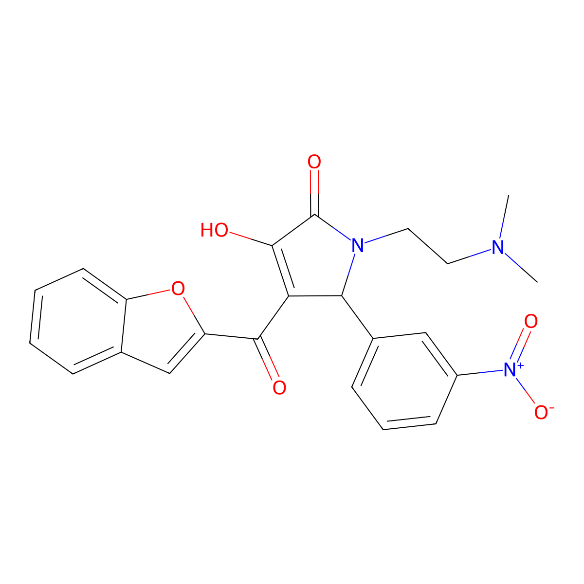 4-(benzofuran-2-carbonyl)-1-(2-(dimethylamino)ethyl)-3-hydroxy-5-(3-nitrophenyl)-1H-pyrrol-2(5H)-one molecular structure, CAS 618364-98-0