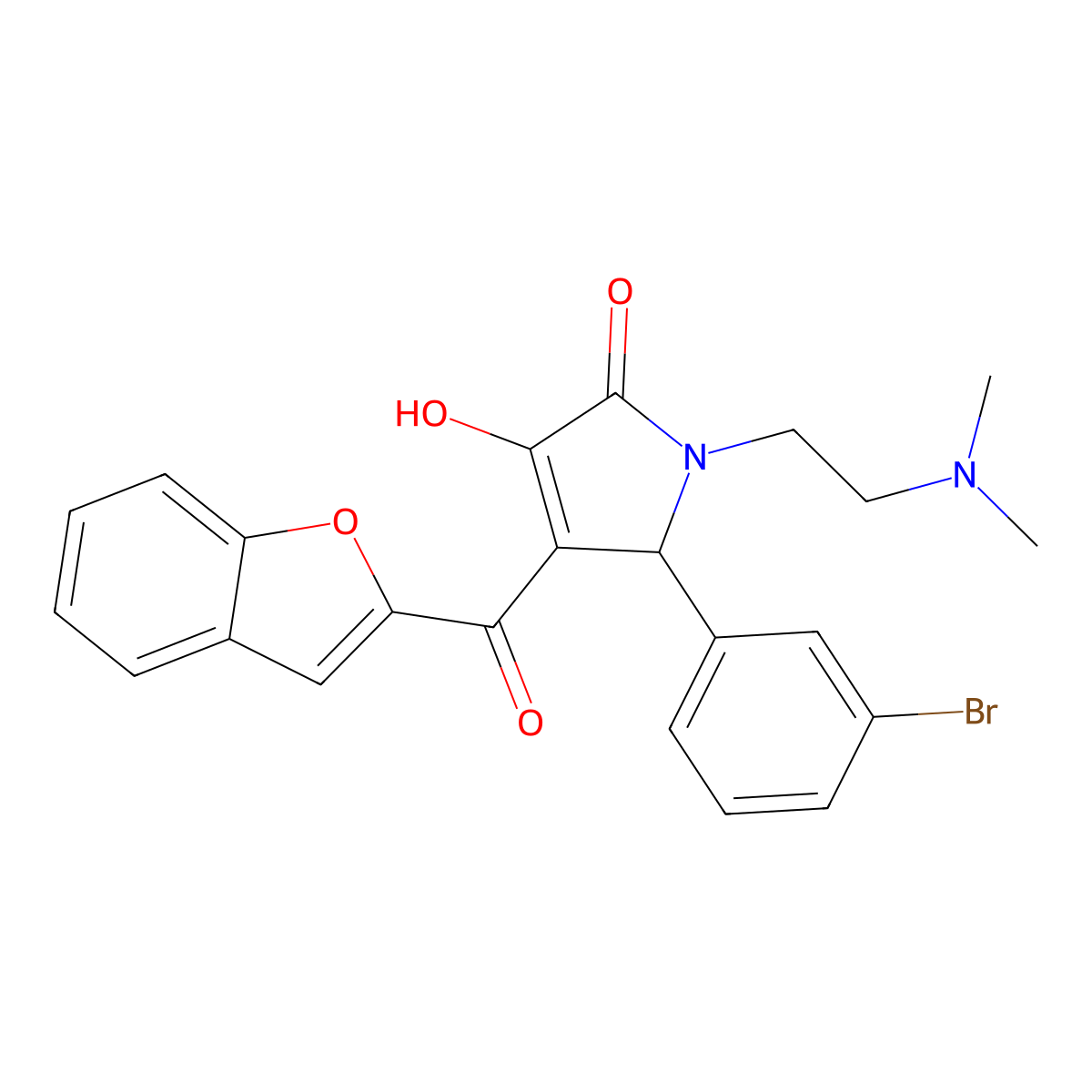 4-(Benzo[d]furan-2-ylcarbonyl)-1-[2-(dimethylamino)ethyl]-5-(3-bromophenyl)-3-hydroxy-3-pyrrolin-2-one molecular structure, CAS 618364-99-1