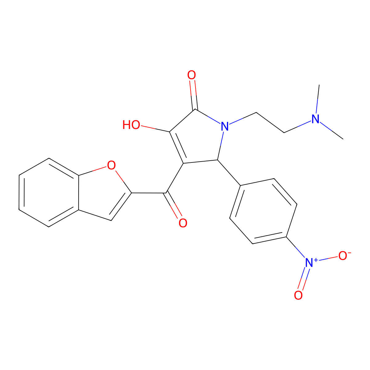 4-(benzofuran-2-carbonyl)-1-(2-(dimethylamino)ethyl)-3-hydroxy-5-(4-nitrophenyl)-1H-pyrrol-2(5H)-one molecular structure, CAS 618365-00-7