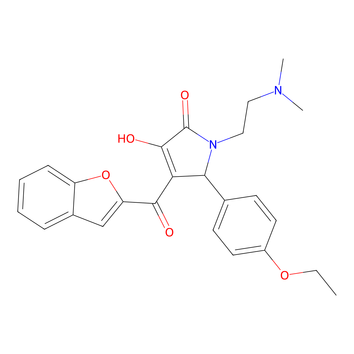 4-(1-benzofuran-2-ylcarbonyl)-1-[2-(dimethylamino)ethyl]-5-(4-ethoxyphenyl)-3-hydroxy-1,5-dihydro-2H-pyrrol-2-one molecular structure, CAS 618365-07-4