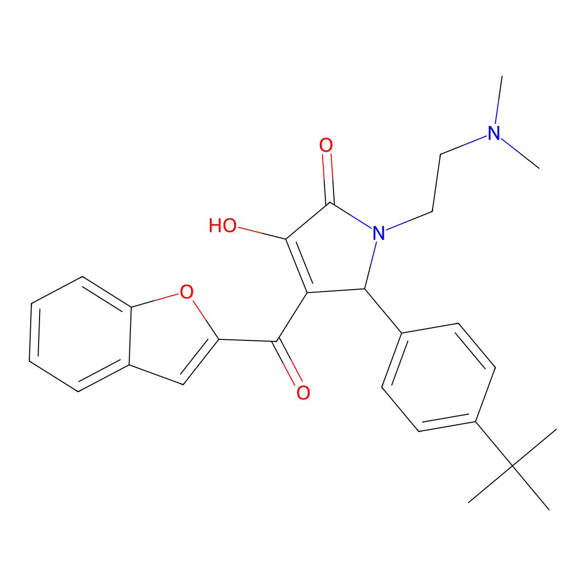 4-(benzofuran-2-carbonyl)-5-(4-(tert-butyl)phenyl)-1-(2-(dimethylamino)ethyl)-3-hydroxy-1H-pyrrol-2(5H)-one molecular structure, CAS 618365-09-6