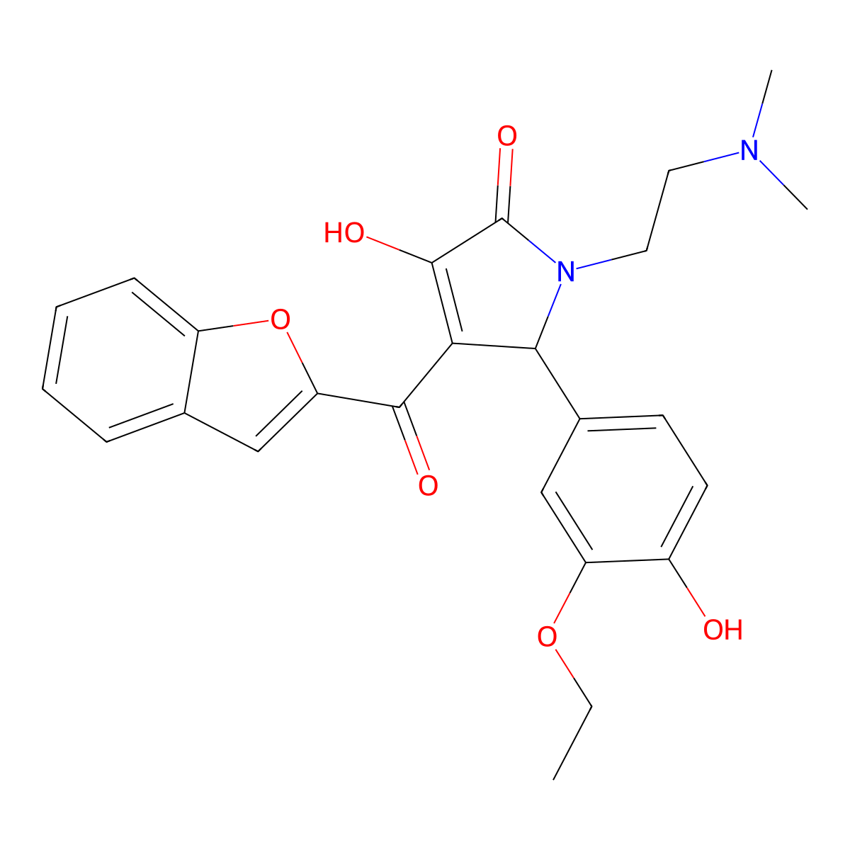 4-(1-benzofuran-2-ylcarbonyl)-1-[2-(dimethylamino)ethyl]-5-(3-ethoxy-4-hydroxyphenyl)-3-hydroxy-1,5-dihydro-2H-pyrrol-2-one molecular structure, CAS 618365-13-2