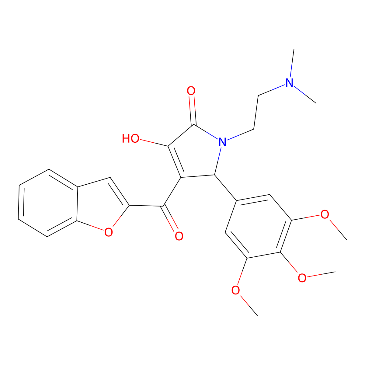 4-(1-benzofuran-2-ylcarbonyl)-1-[2-(dimethylamino)ethyl]-3-hydroxy-5-(3,4,5-trimethoxyphenyl)-1,5-dihydro-2H-pyrrol-2-one molecular structure, CAS 618365-15-4